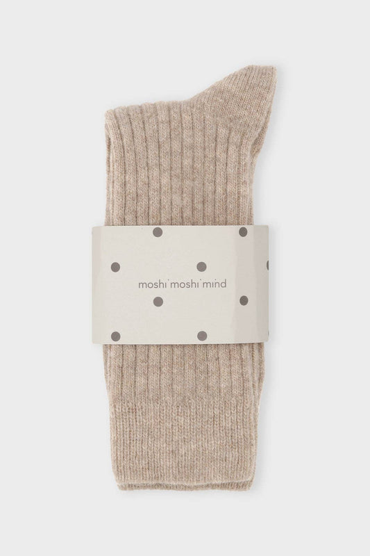 Ciepłe skarpetki prążkowane – beżowoszary melanż Moshi Moshi Mind