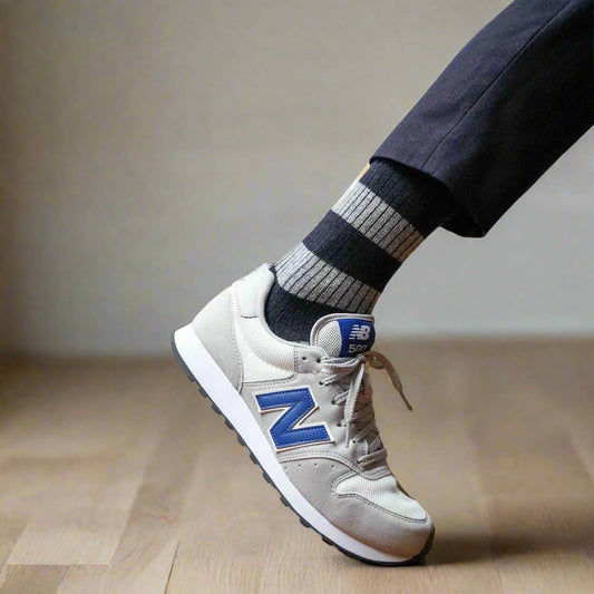 Skarpety z wełny MERINO w paski | Navy and Grey: 41-46 WYSYŁKA W LISTOPADZIE