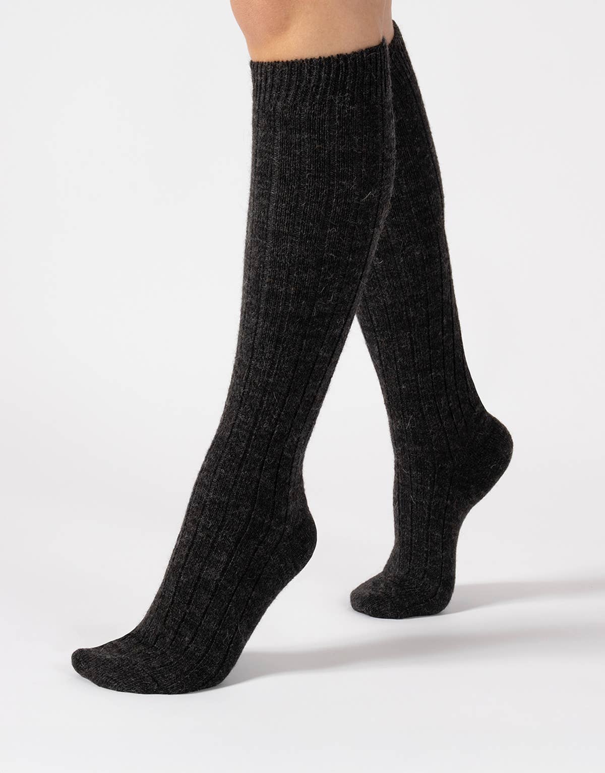 Alpaca wool knee-high socks, one size