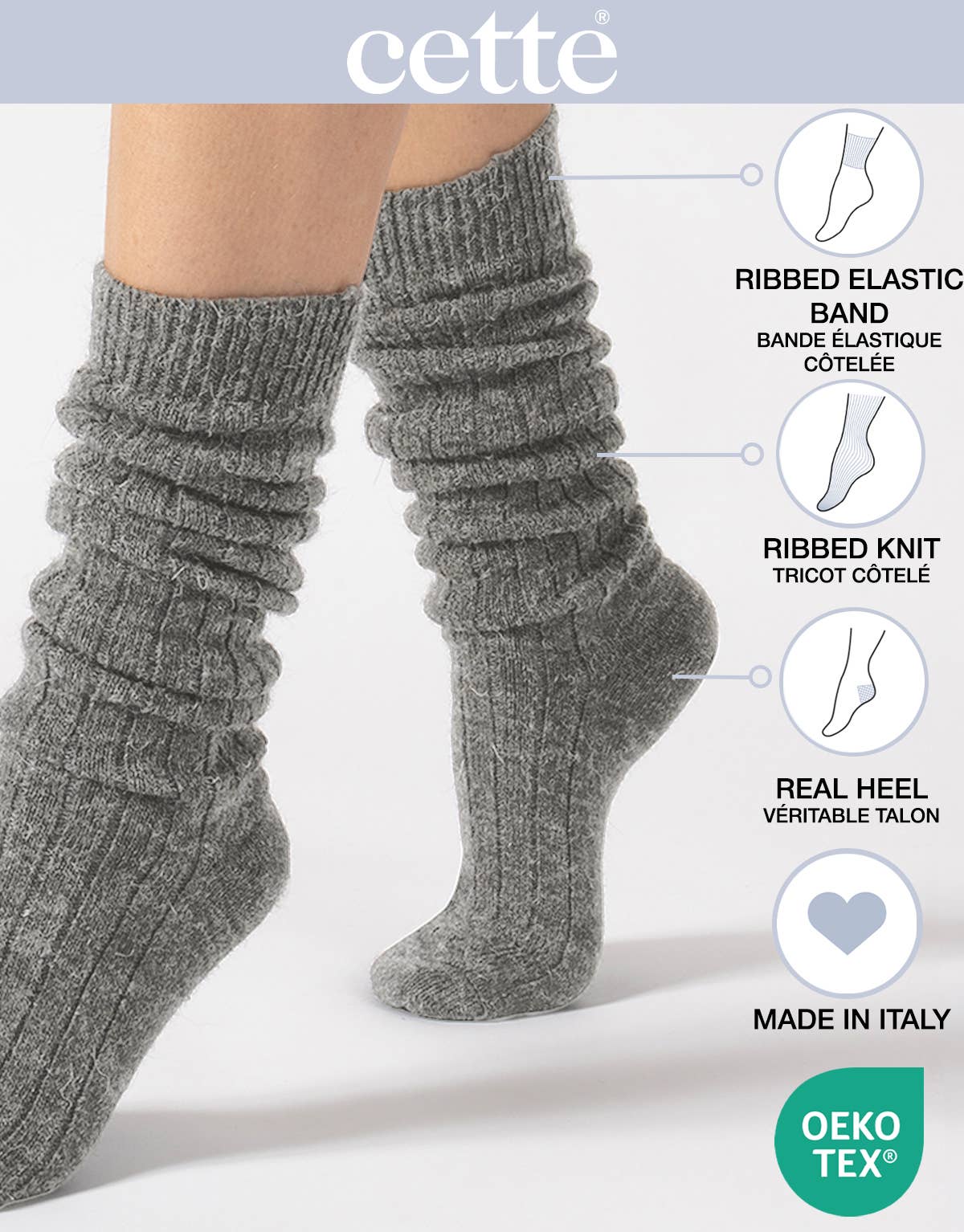 Alpaca wool knee-high socks, one size