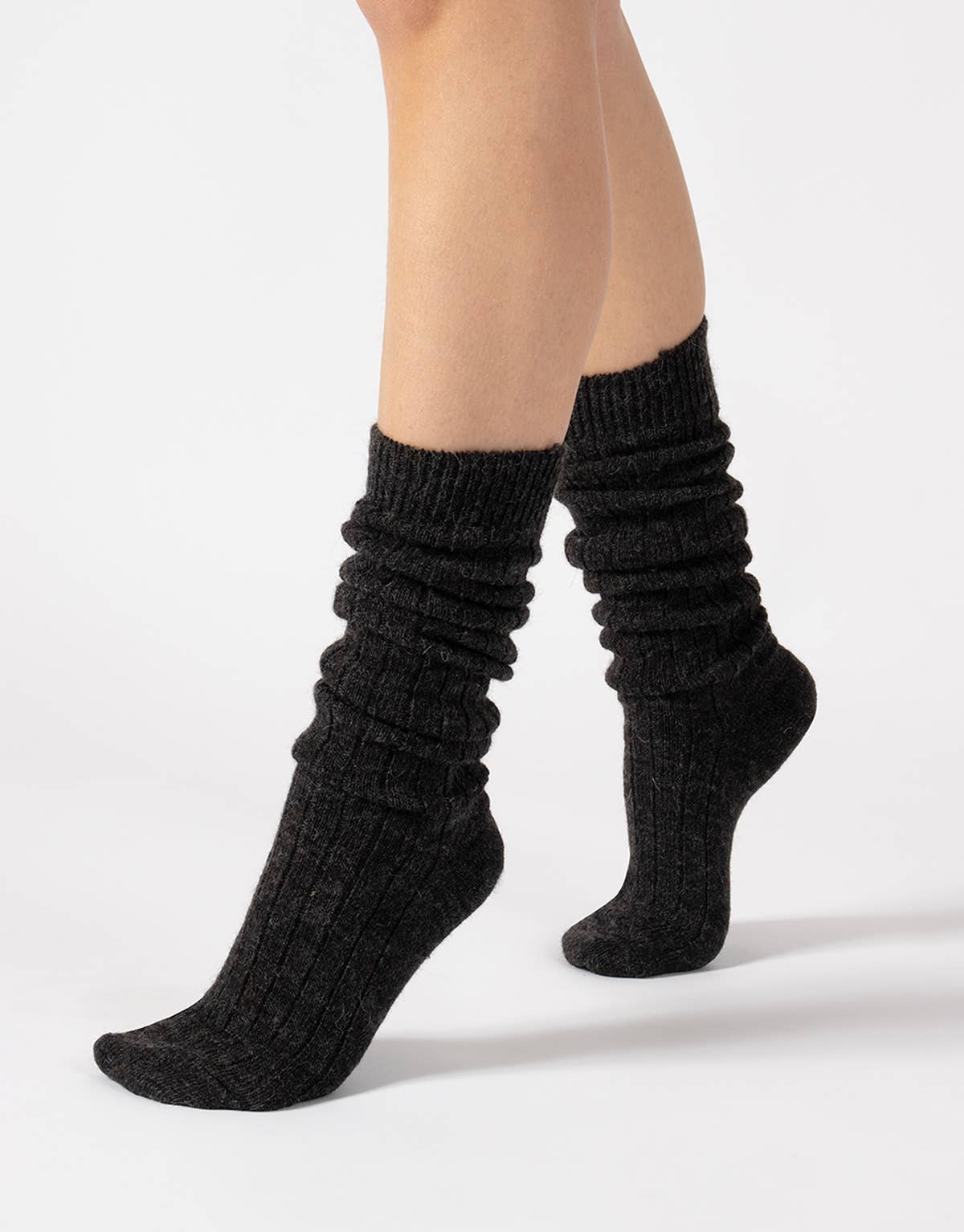 Alpaca wool knee-high socks, one size