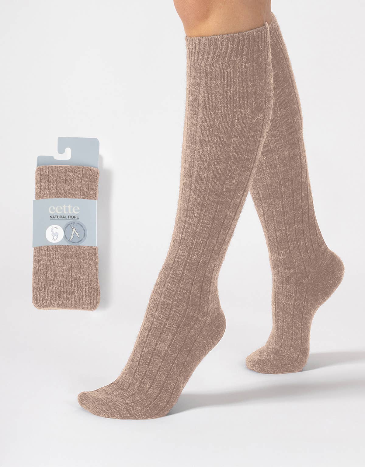 Alpaca wool knee-high socks, one size