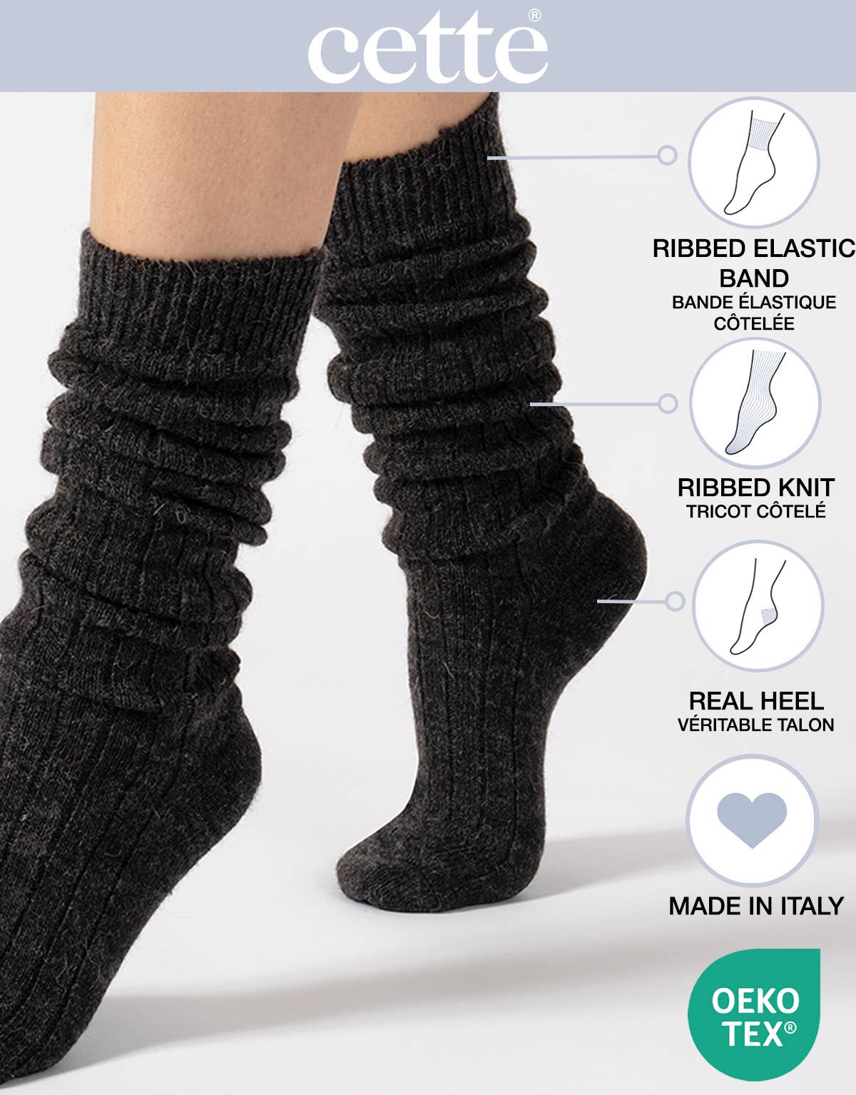 Alpaca wool knee-high socks, one size
