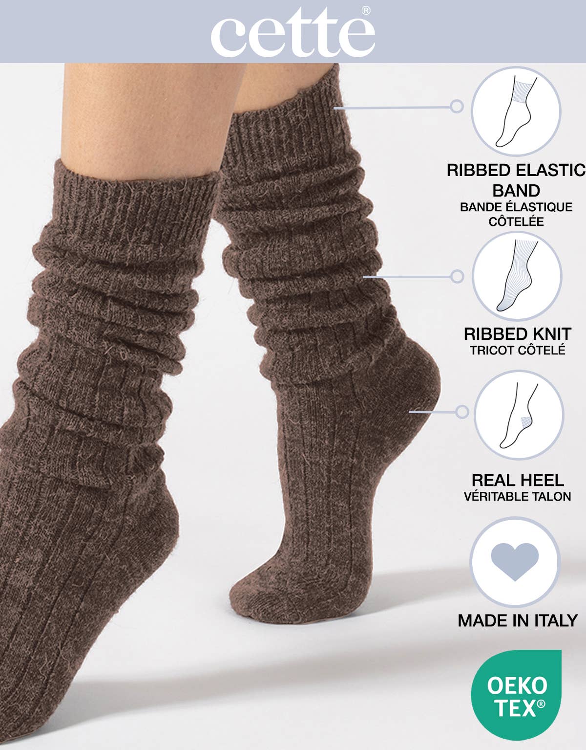 Alpaca wool knee-high socks, one size