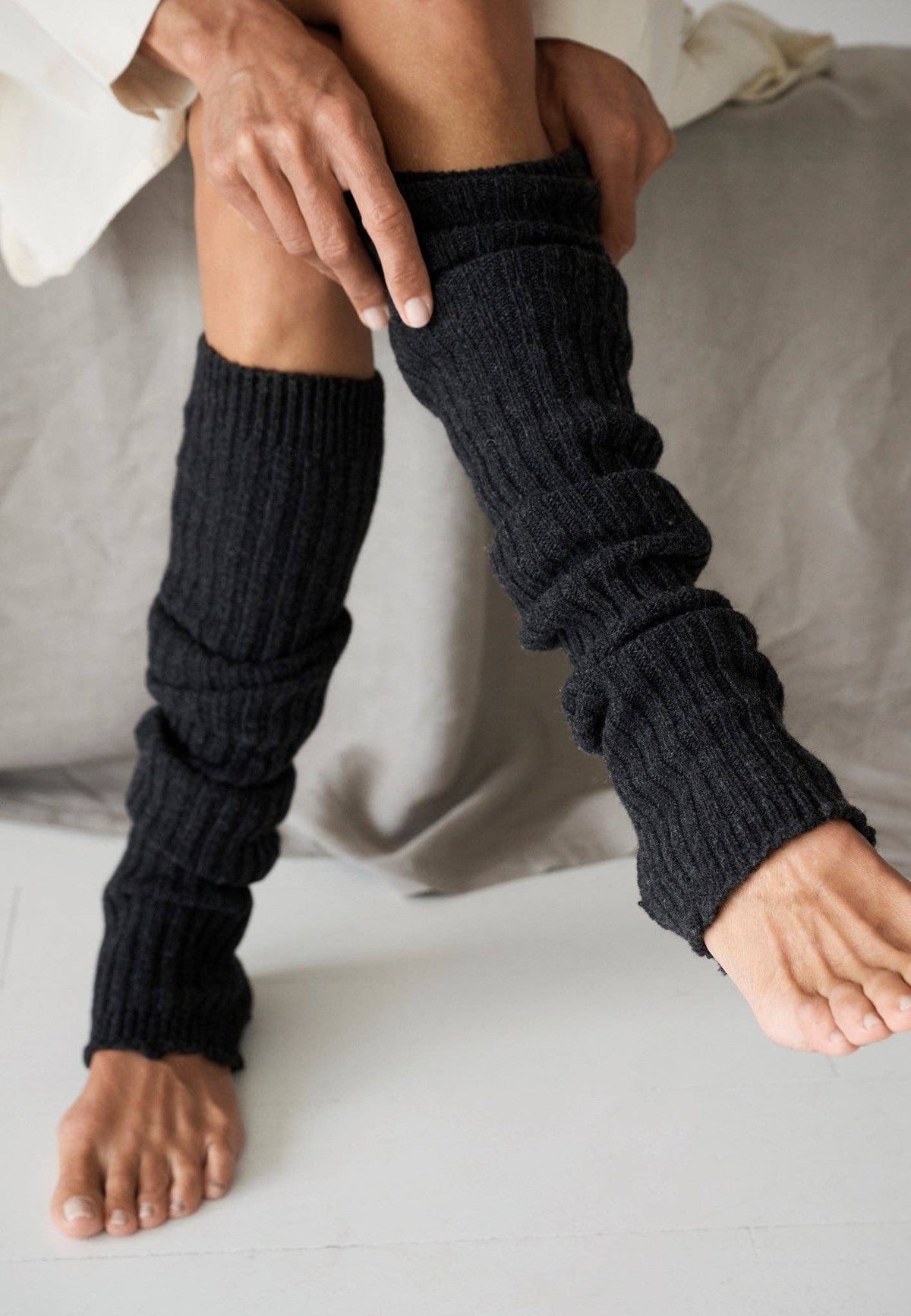 Black wool leg warmers
