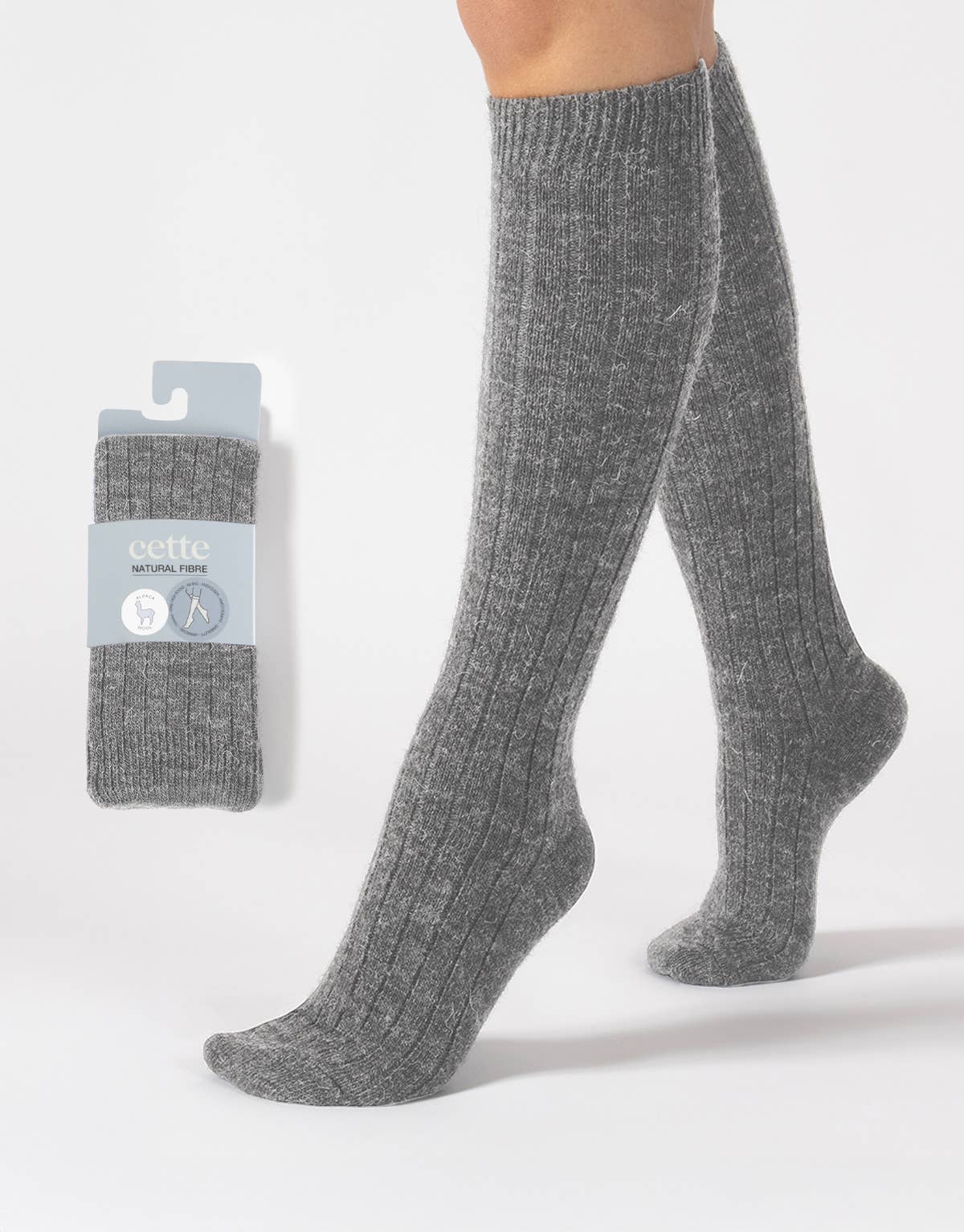 Alpaca wool knee-high socks, one size