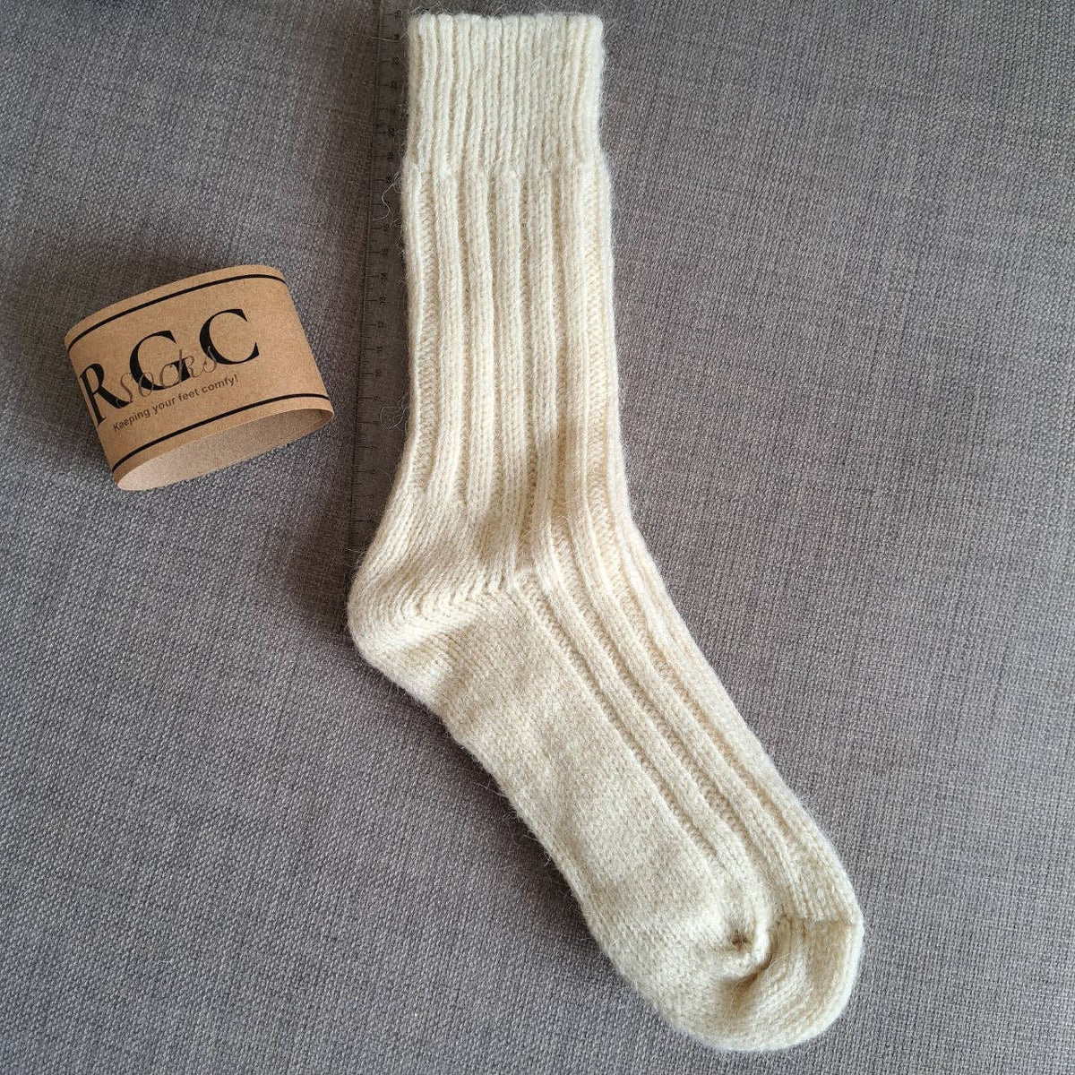 100% wool and alpaca socks, white