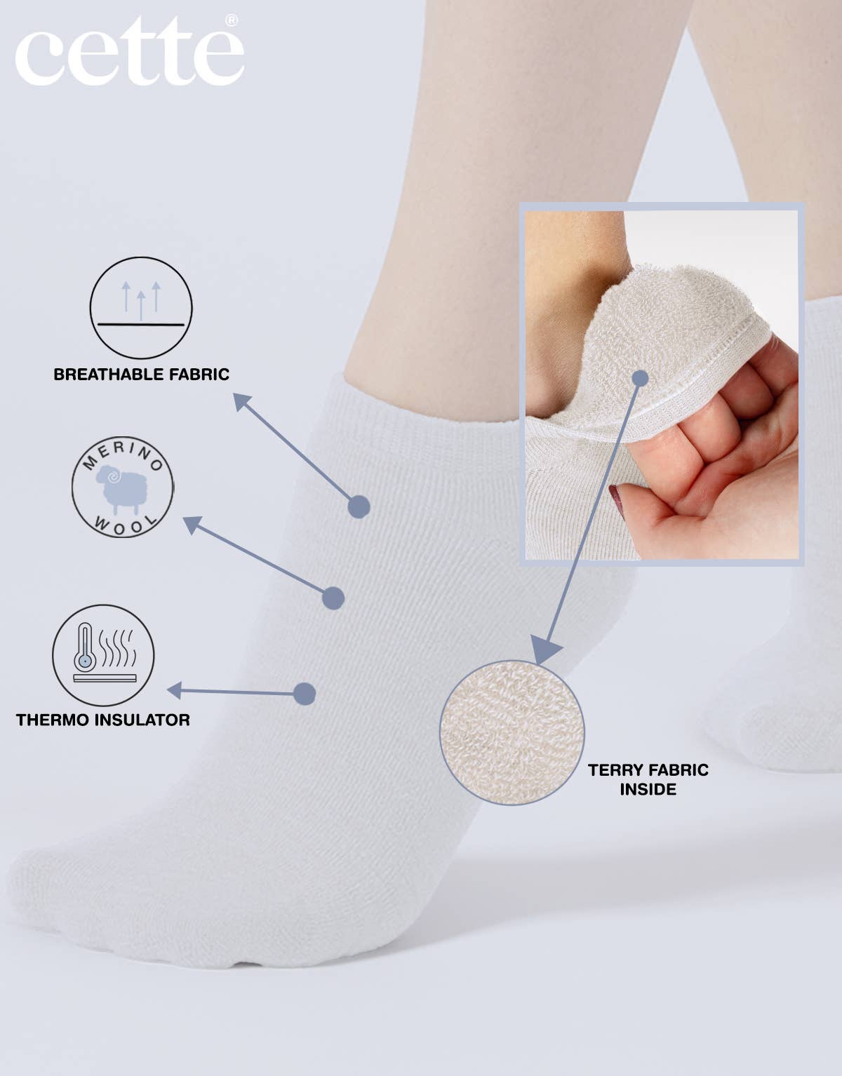 Merino liner socks, invisible, warm