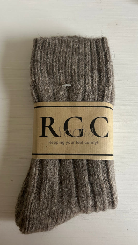 100% sheep and alpaca wool socks light brown