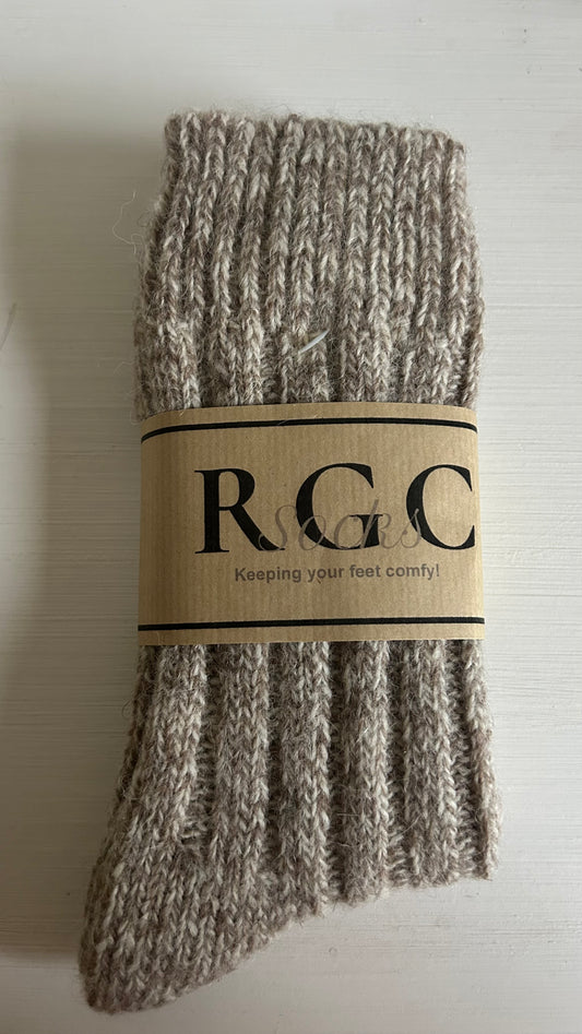 100% sheep and alpaca wool socks, beige