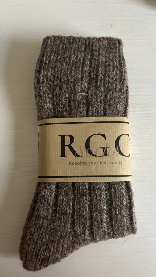 100% wool and alpaca socks brown