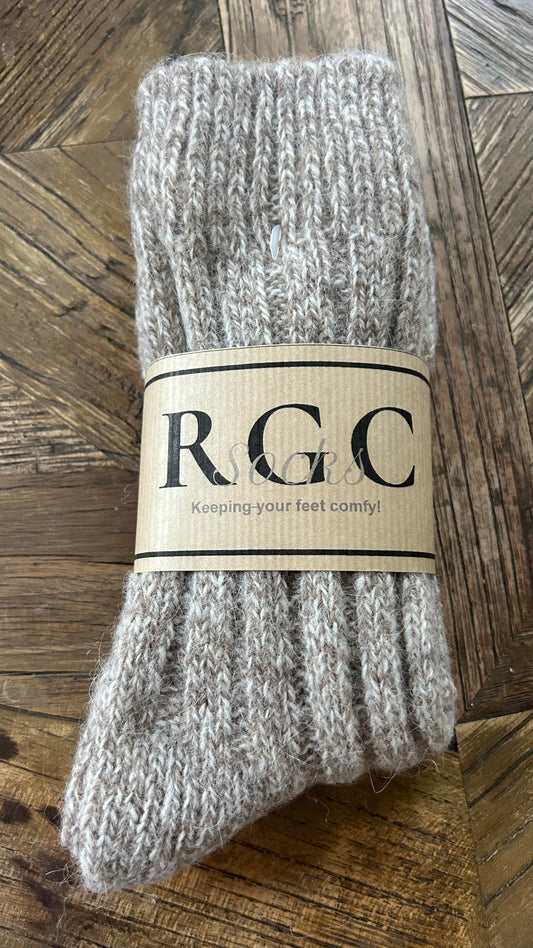 100% sheep and alpaca wool socks, beige