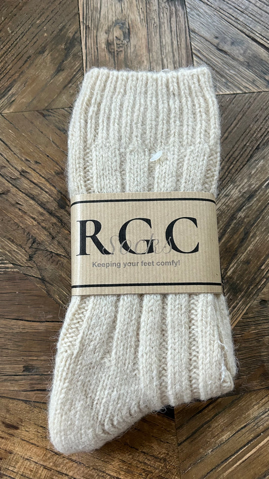 100% wool and alpaca socks, white