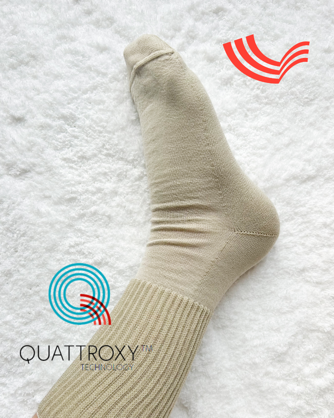 Skarpety bezuciskowe GRUBE beżowe Quattroxy™ (Reflexa)