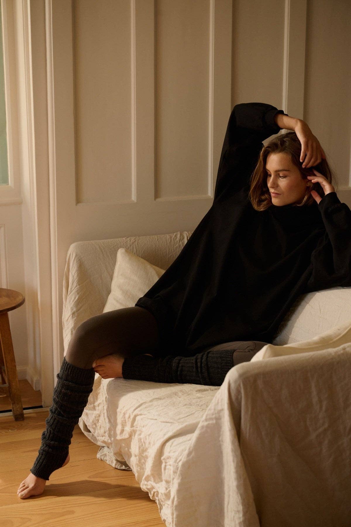 Black wool leg warmers