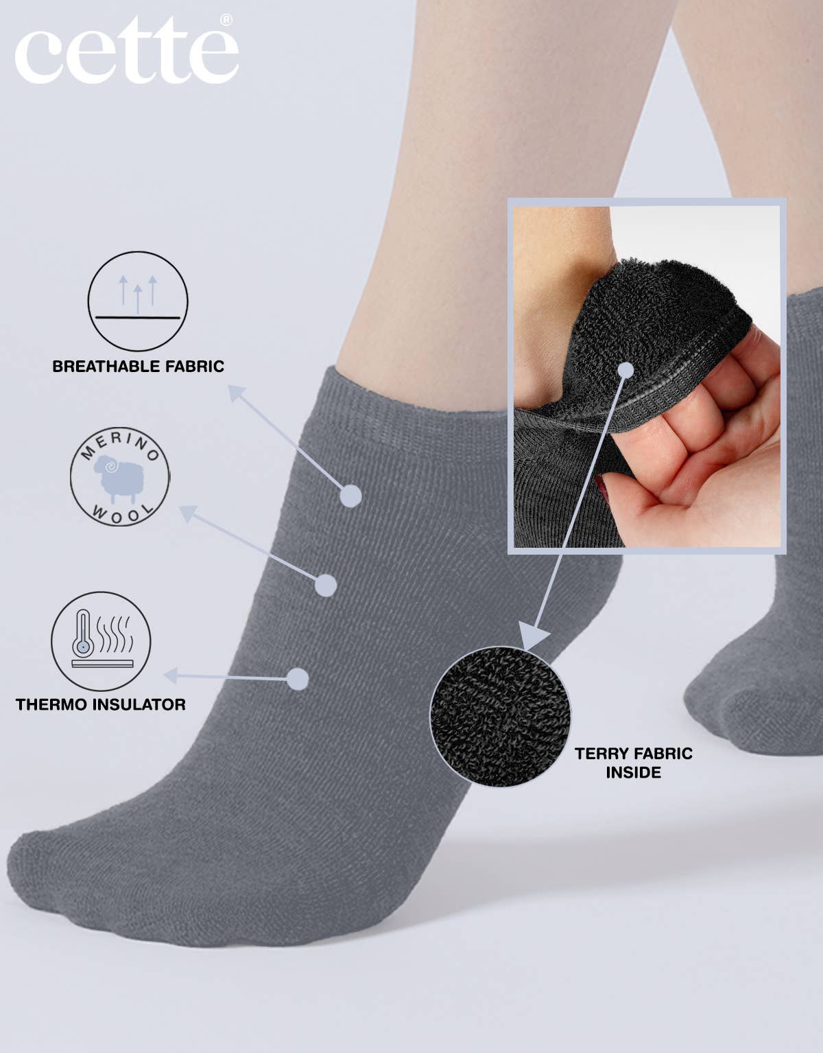 Merino liner socks, invisible, warm