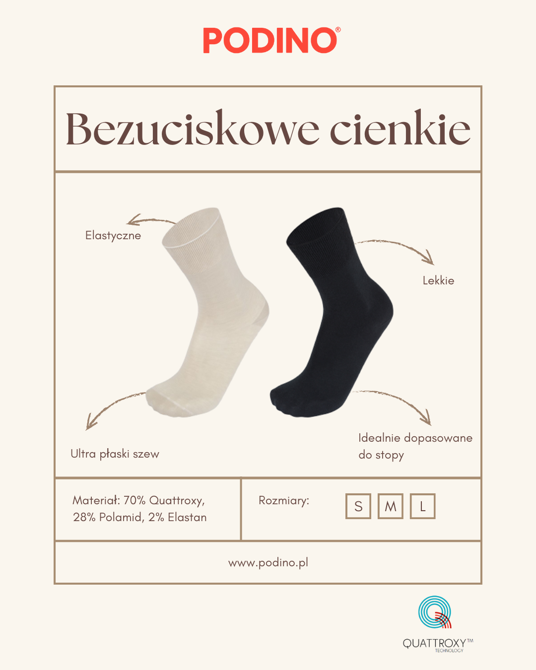Skarpety bezuciskowe CIENKIE czarne Quattroxy™ (Reflexa)