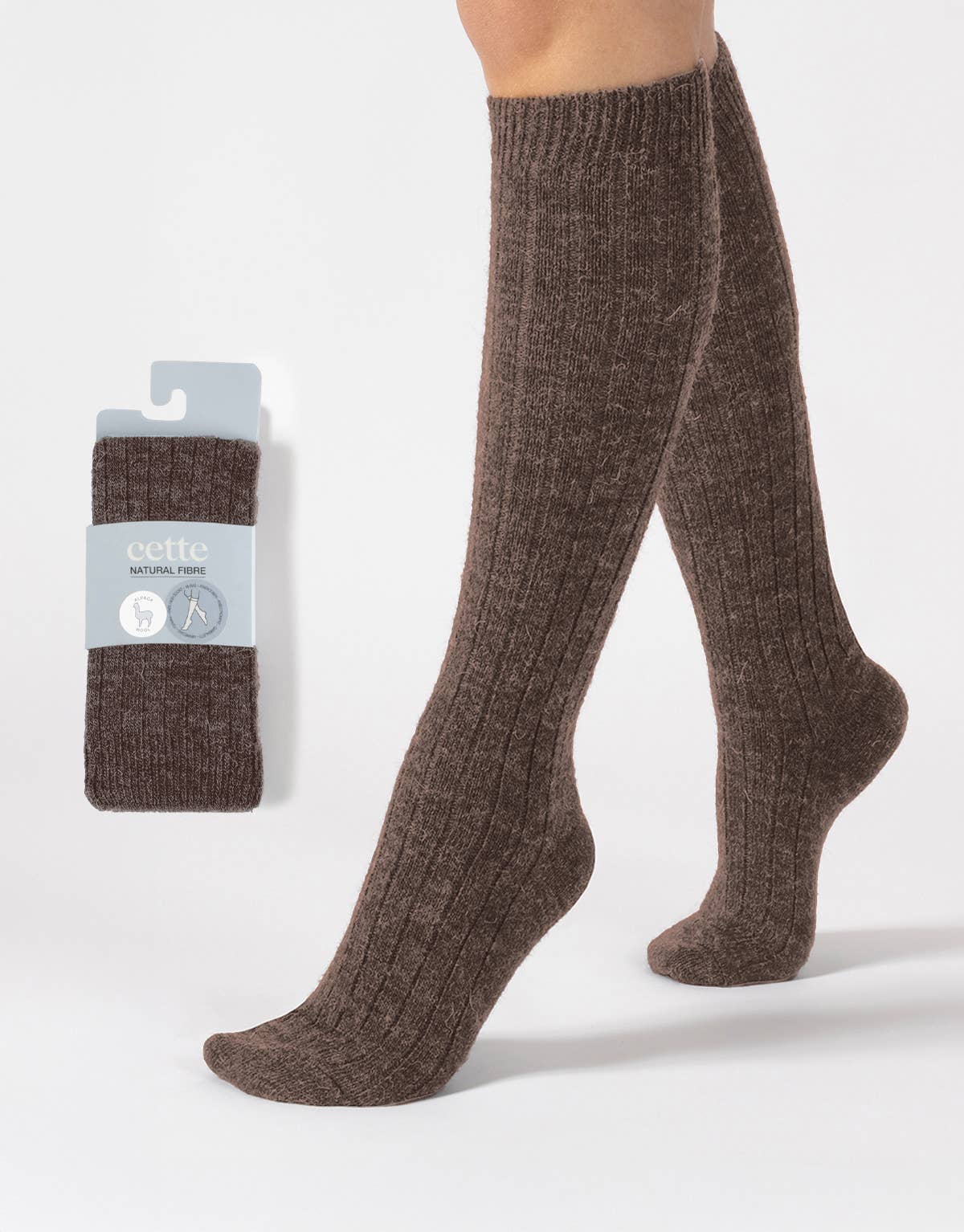 Alpaca wool knee-high socks, one size