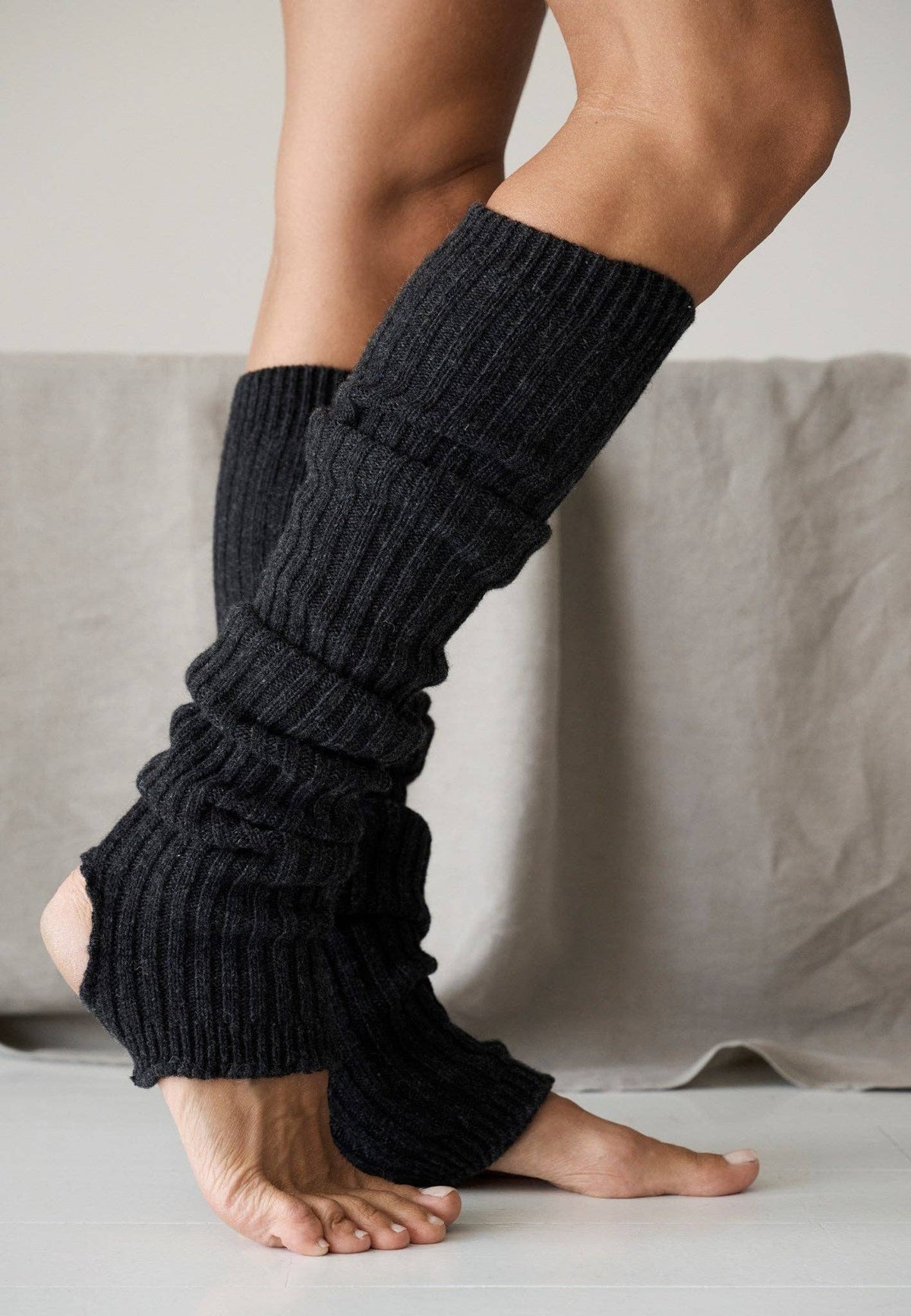 Black wool leg warmers
